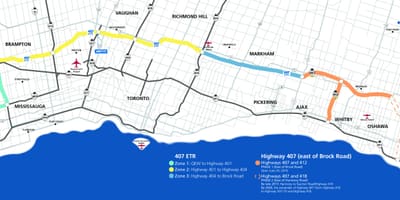 Žemėlapis Toronto užmiestyje 407