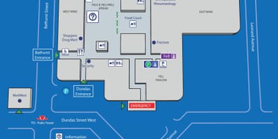 Žemėlapis Toronto Vakarų Ligoninės