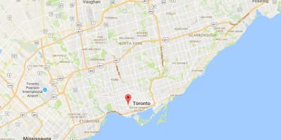 Žemėlapis Trejybės–Bellwoods rajono Toronto