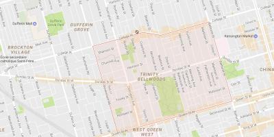 Žemėlapis Trejybės–Bellwoods kaimynystės Toronto