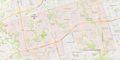 Žemėlapis Uptown Toronto kaimynystės Toronto