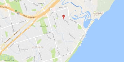 Žemėlapis Vakarų Rouge kaimynystės Toronto