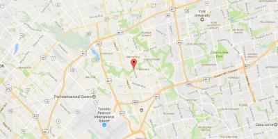 Žemėlapis Vakarų Humber-Clairville kaimynystės Toronto