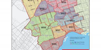 Žemėlapis vakarų Torontas