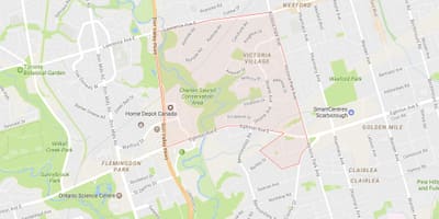 Žemėlapis Victoria Kaime kaimynystės Toronto