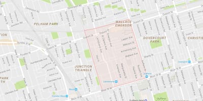 Žemėlapis Wallace ' as Emerson kaimynystės Toronto