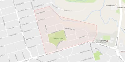 Žemėlapis Wanless Parko kaimynystės Toronto