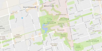 Žemėlapis west drayton–Branson kaimynystės Toronto