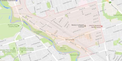 Žemėlapis Weston kaimynystės Toronto