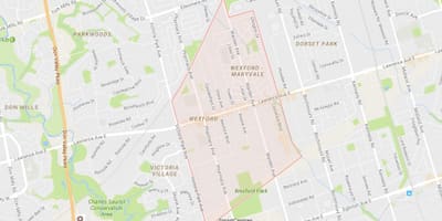 Žemėlapis Wexford kaimynystės Toronto