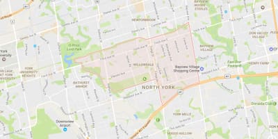 Žemėlapis Willowdale kaimynystės Toronto