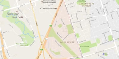 Žemėlapis Willowridge kaimynystės Toronto