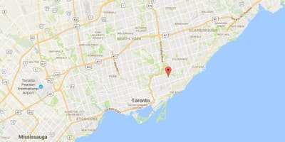 Žemėlapis Woodbine Heightsdistrict Toronto