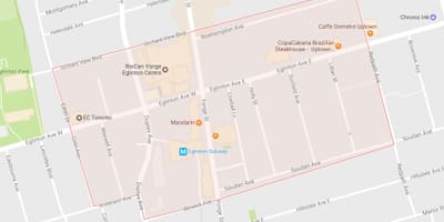 Žemėlapis Yonge ir Eglinton kaimynystės Toronto