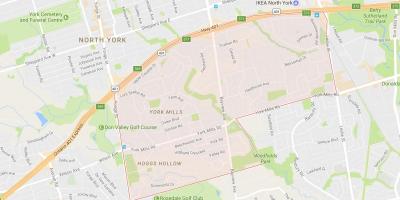 Žemėlapis York Mills kaimynystės Toronto