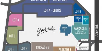 Žemėlapis Yorkdale Prekybos Centras, automobilių stovėjimo aikštelė
