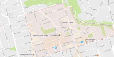 Žemėlapis Yorkville kaimynystės Toronto