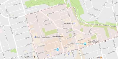 Žemėlapis Yorkville kaimynystės Toronto
